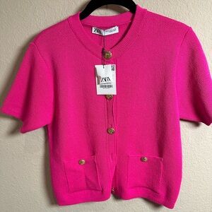 Zara Kids Fuchsia Button-Up Sweater